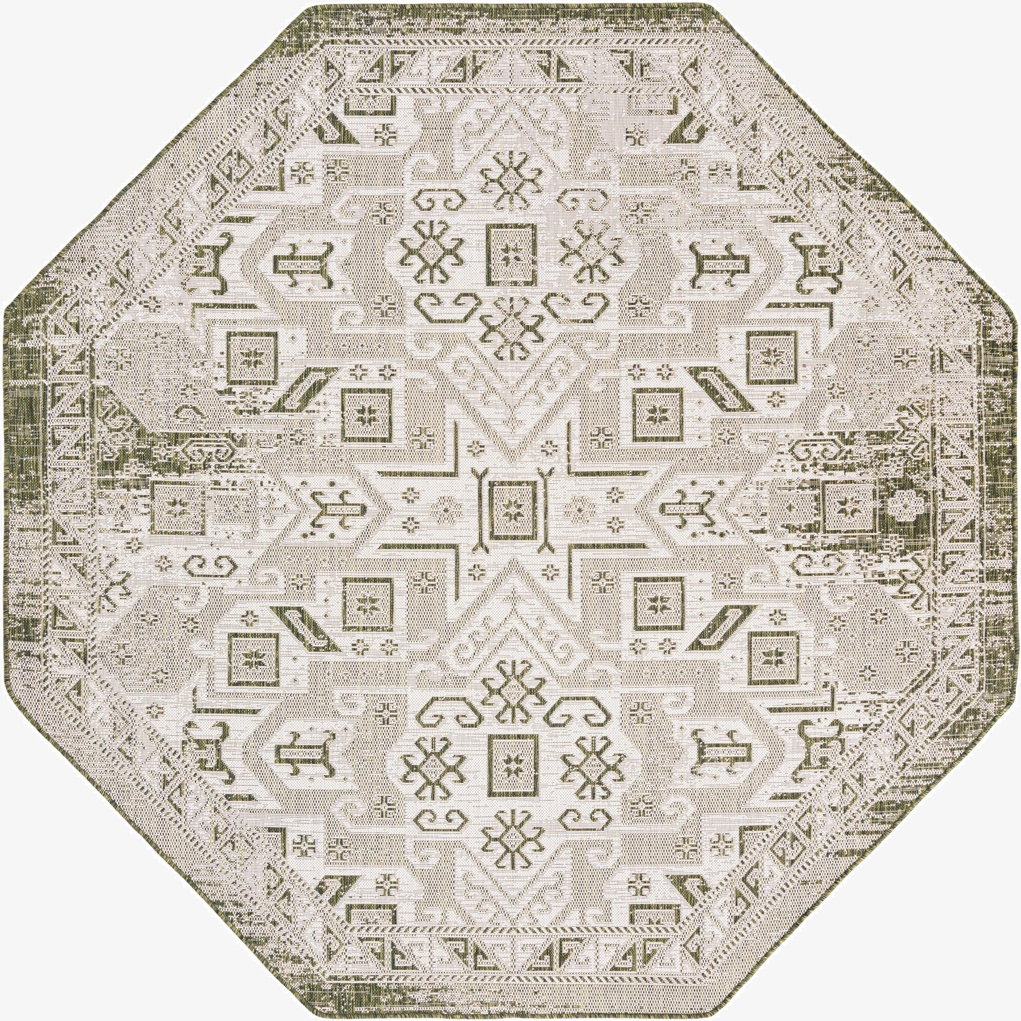 7' 10 x 7' 10  Washable Aztec Indoor / Outdoor Octagon Rug