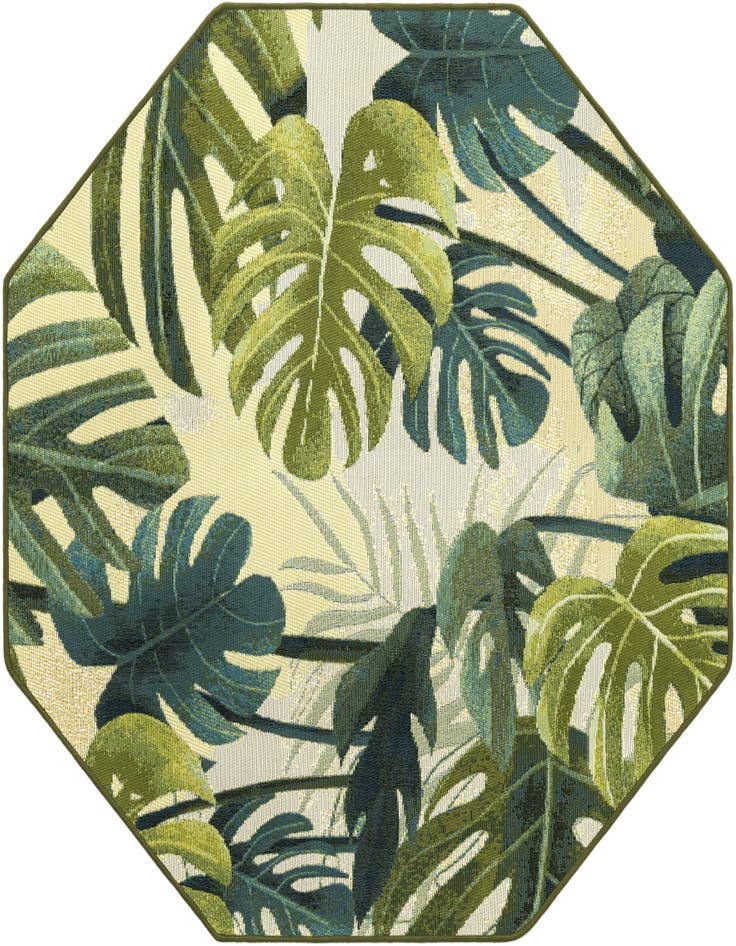 Detail image of 4' x 4' Easy-Clean Botanical Indoor / Outdoor Octagon Rug