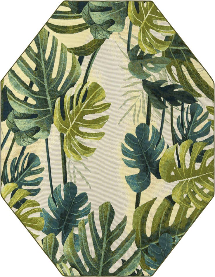 Detail image of 7' 10 x 7' 10 Easy-Clean Botanical Indoor / Outdoor Octagon Rug