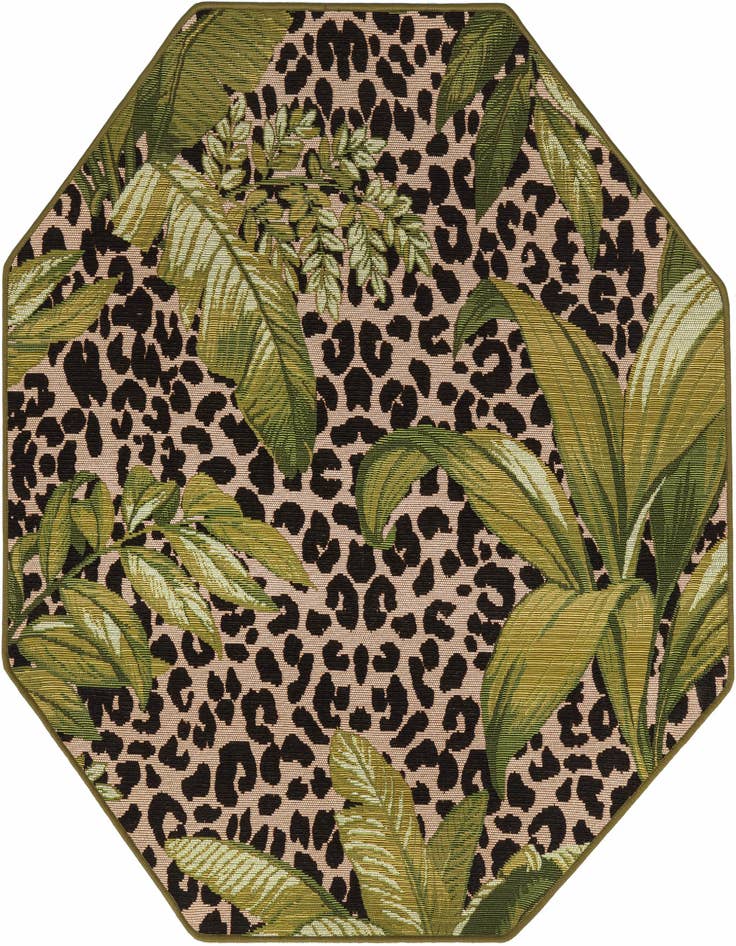 Detail image of 4' x 4' Easy-Clean Botanical Indoor / Outdoor Octagon Rug
