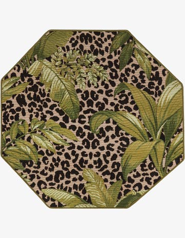 4' x 4' Easy-Clean Botanical Indoor / Outdoor Octagon Rug