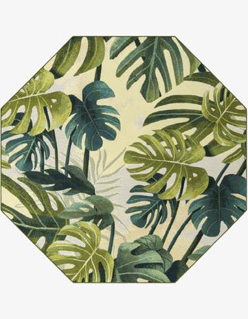 7' x 7' Easy-Clean Botanical Indoor / Outdoor Octagon Rug