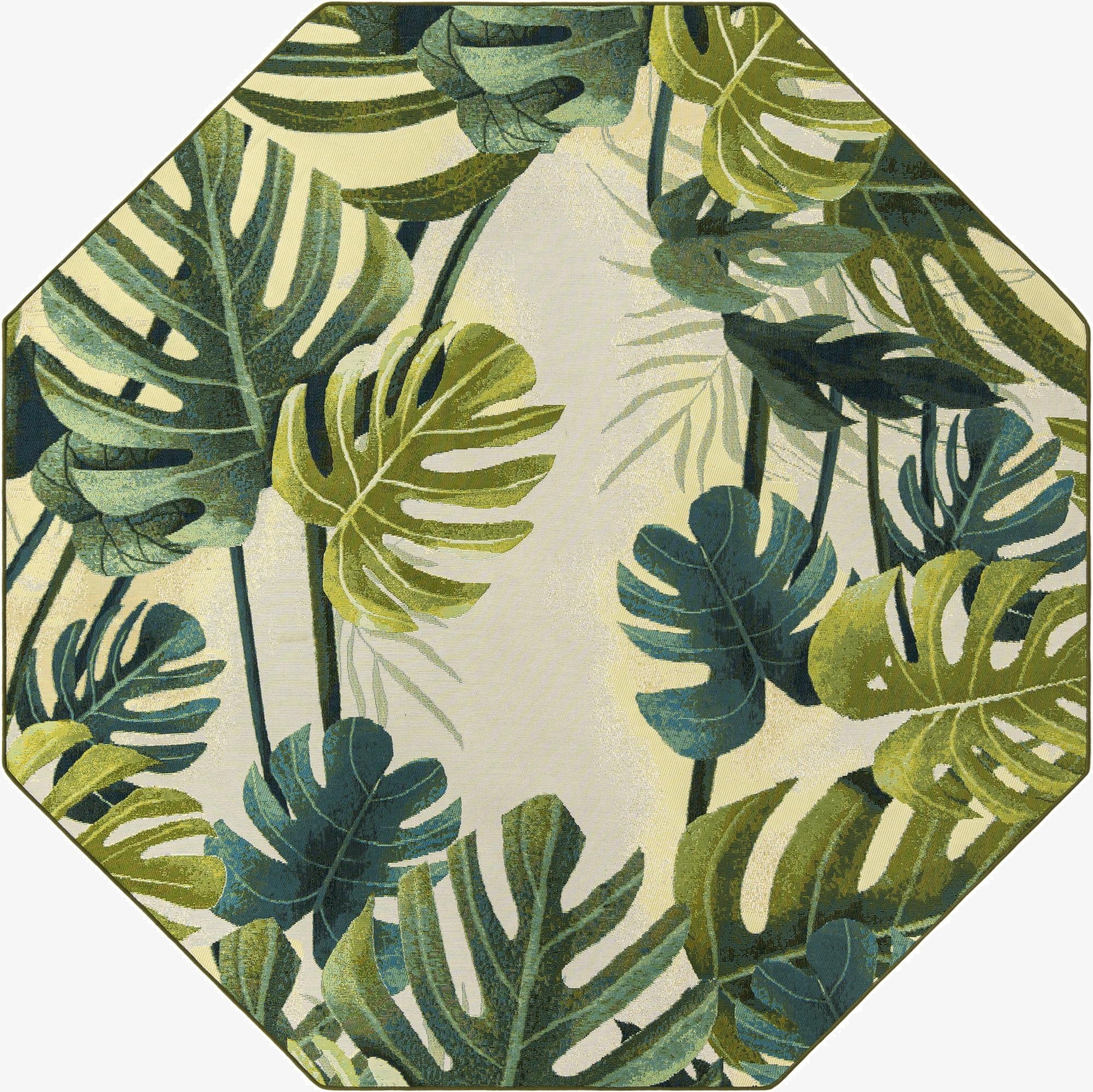 7' 10 x 7' 10  Washable Botanical Indoor / Outdoor Octagon Rug