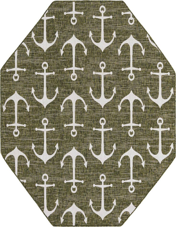 Detail image of 7' 10 x 7' 10 Easy-Clean Coastal Indoor / Outdoor Octagon Rug
