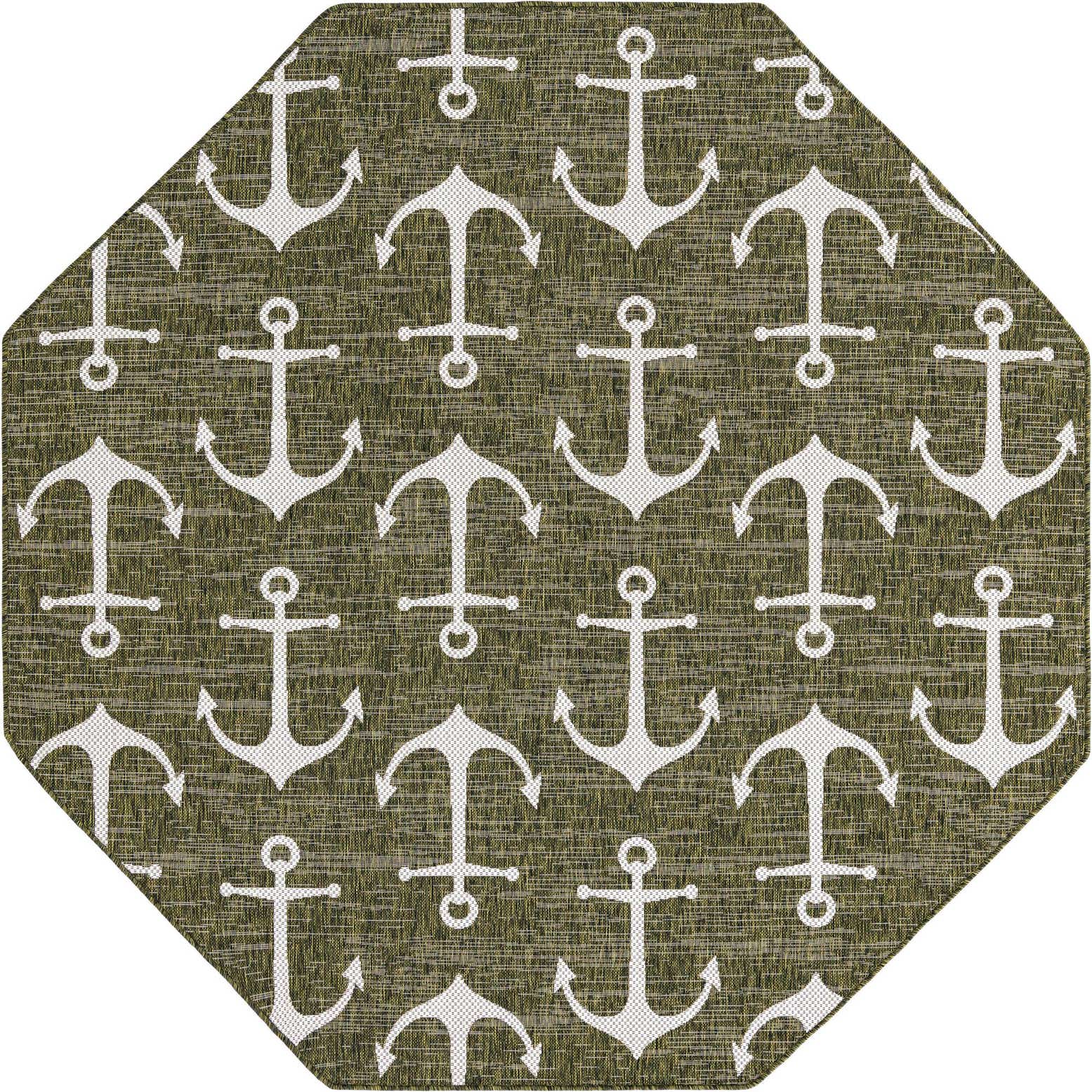 7' 10 x 7' 10 Easy-Clean Coastal Indoor / Outdoor Octagon Rug