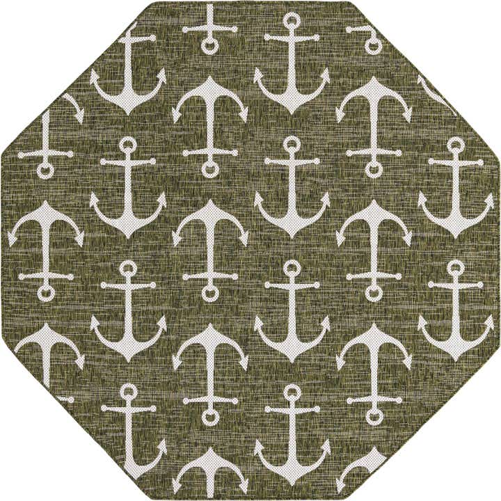 7' 10 x 7' 10 Easy-Clean Coastal Indoor / Outdoor Octagon Rug
