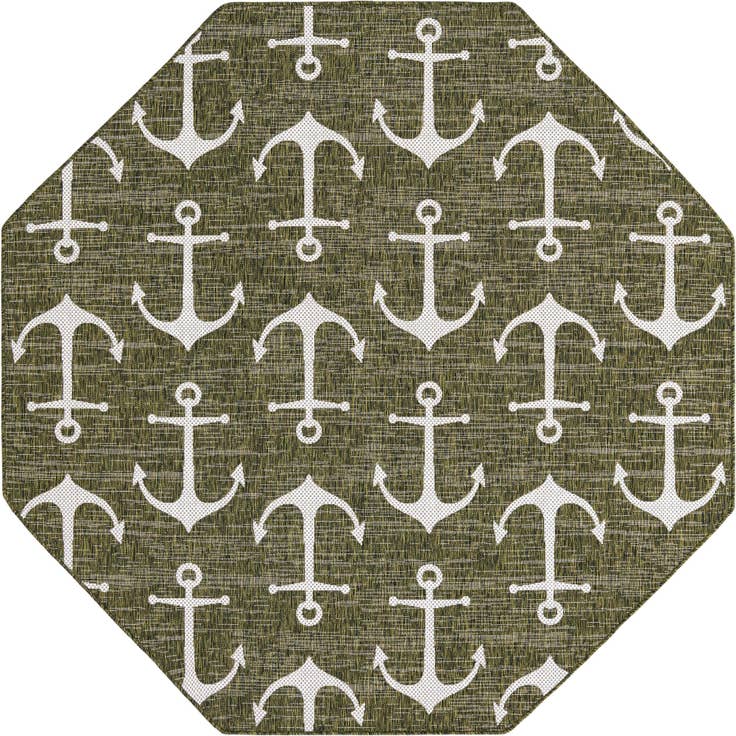 Detail image of 7' 10 x 7' 10 Easy-Clean Coastal Indoor / Outdoor Octagon Rug