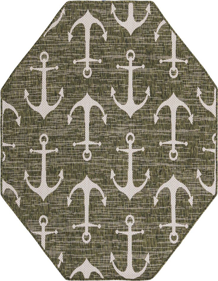 Detail image of 5' 3 x 5' 3 Easy-Clean Coastal Indoor / Outdoor Octagon Rug