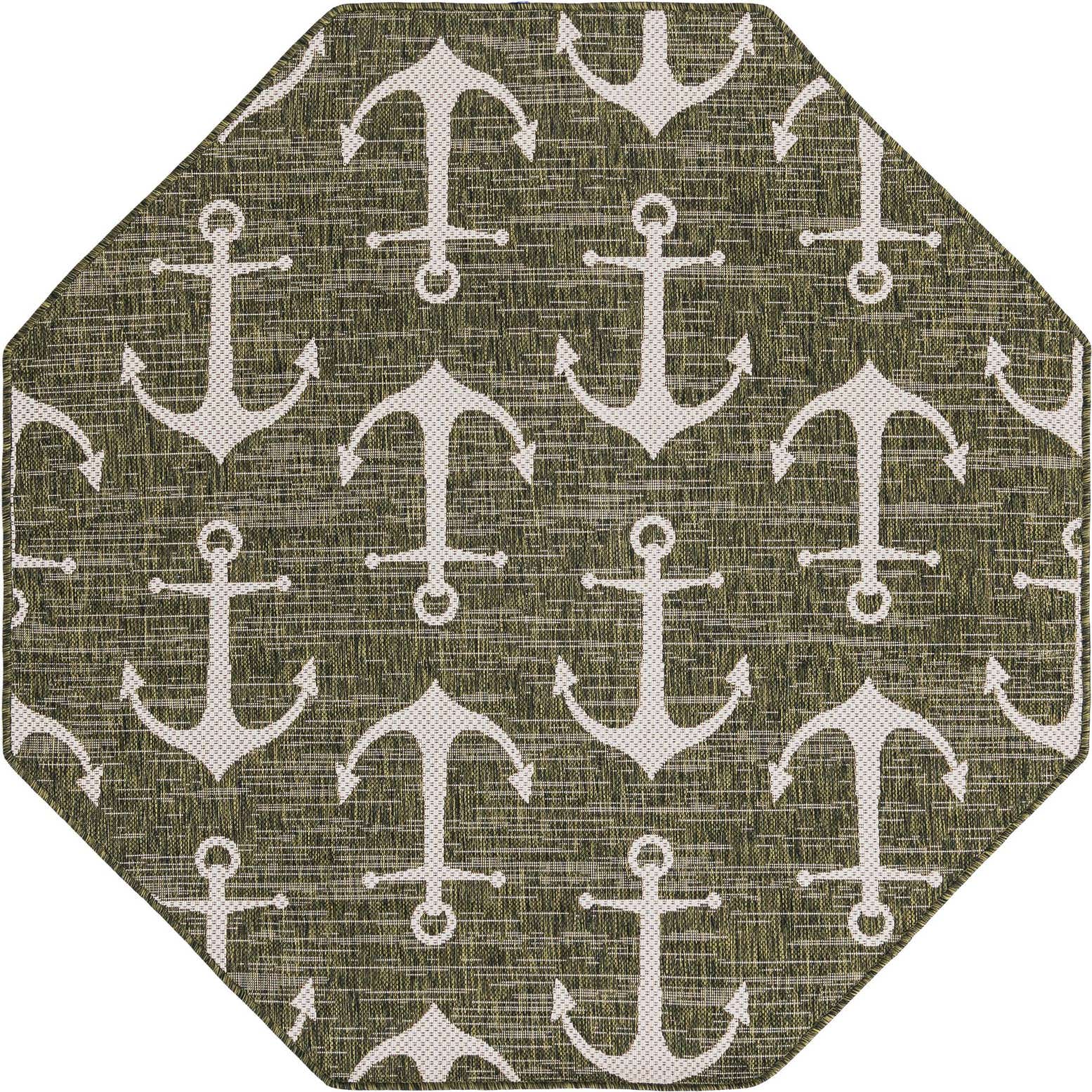 5' 3 x 5' 3 Easy-Clean Coastal Indoor / Outdoor Octagon Rug