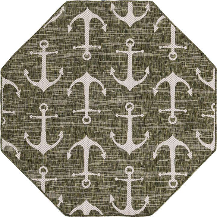 5' 3 x 5' 3 Easy-Clean Coastal Indoor / Outdoor Octagon Rug