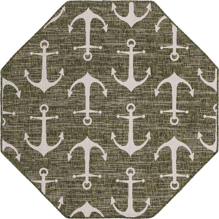 Detail image of 5' 3 x 5' 3 Easy-Clean Coastal Indoor / Outdoor Octagon Rug