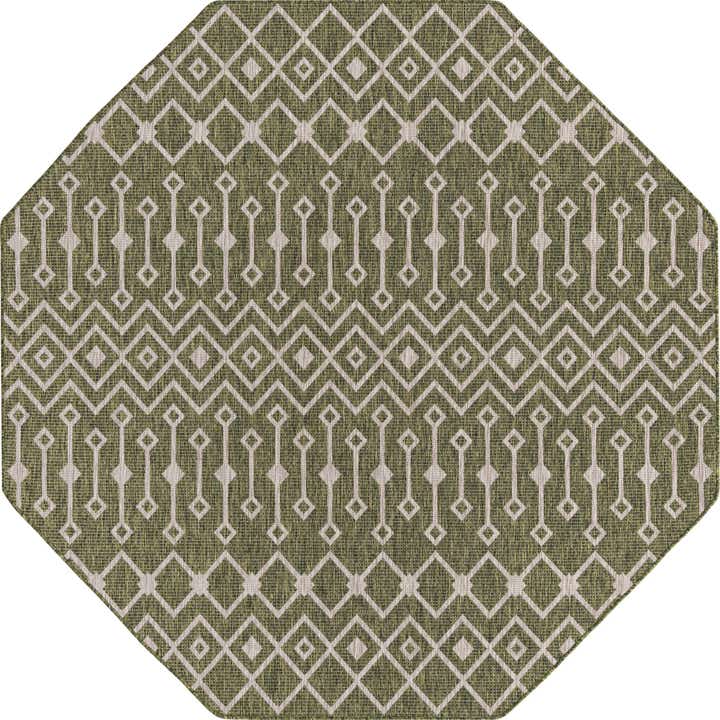 7' 10 x 7' 10 Easy-Clean Lattice Indoor / Outdoor Octagon Rug