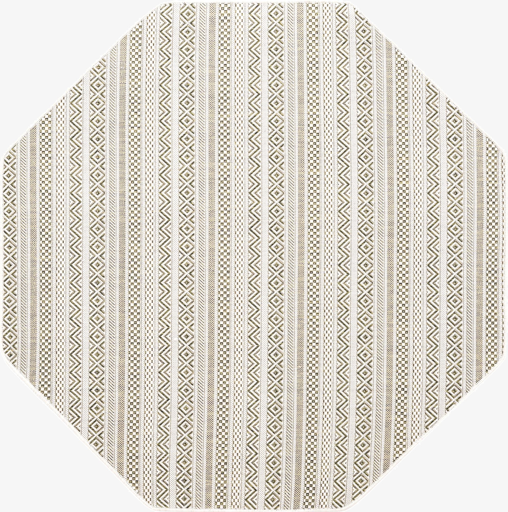 5' 3 x 5' 3 Washable Ribbon Indoor / Outdoor Octagon Rug