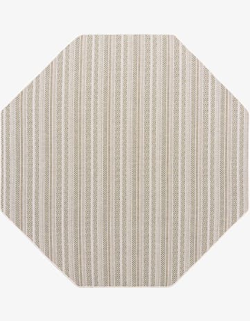 Green Easy-Clean Ribbon Indoor / Outdoor Octagon Rug