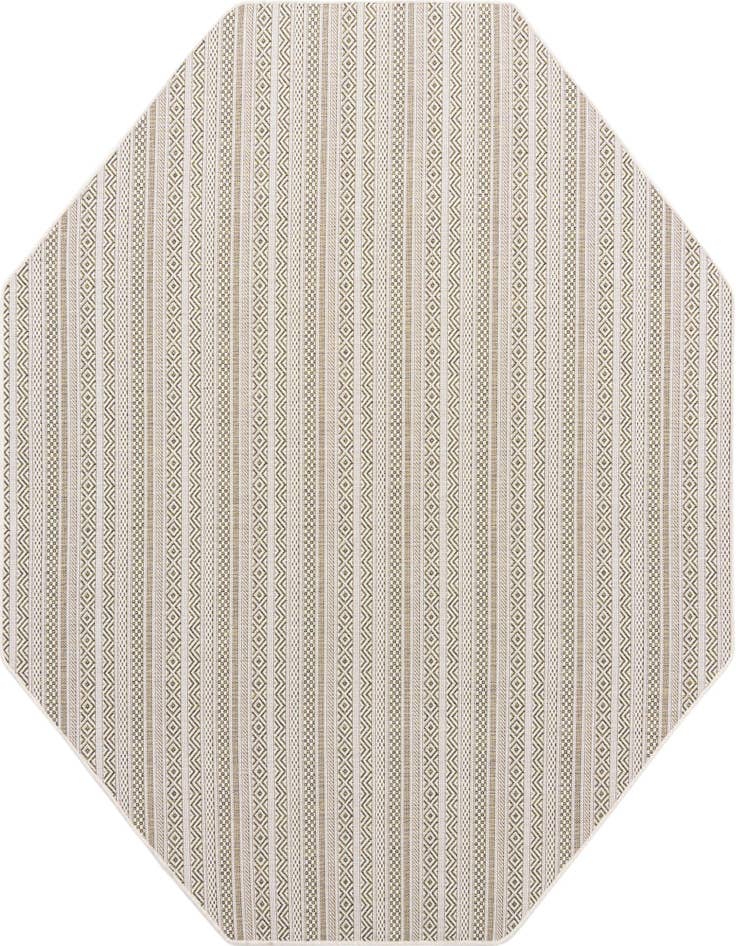 Detail image of 7' 10 x 7' 10 Easy-Clean Striped Indoor / Outdoor Octagon Rug