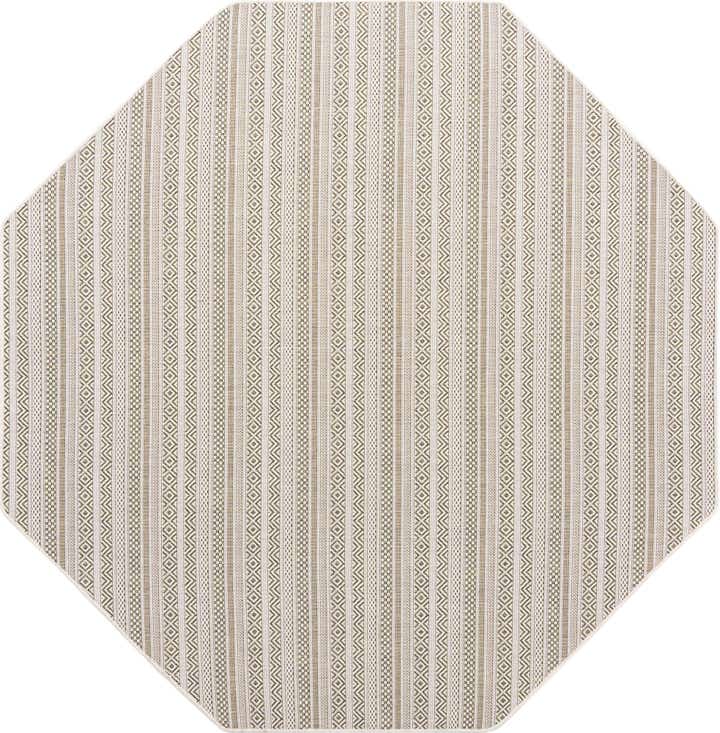 7' 10 x 7' 10 Easy-Clean Striped Indoor / Outdoor Octagon Rug