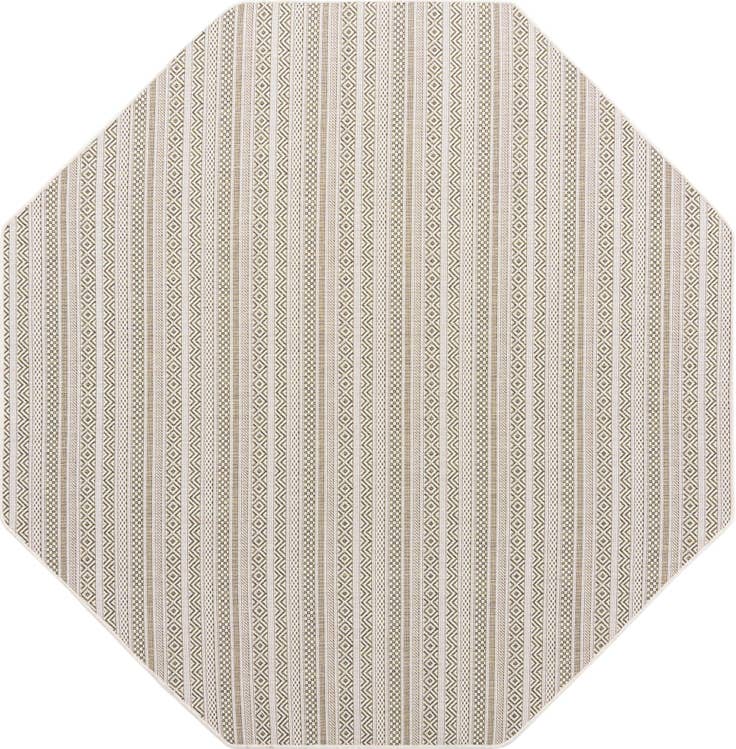 Detail image of 7' 10 x 7' 10 Easy-Clean Striped Indoor / Outdoor Octagon Rug
