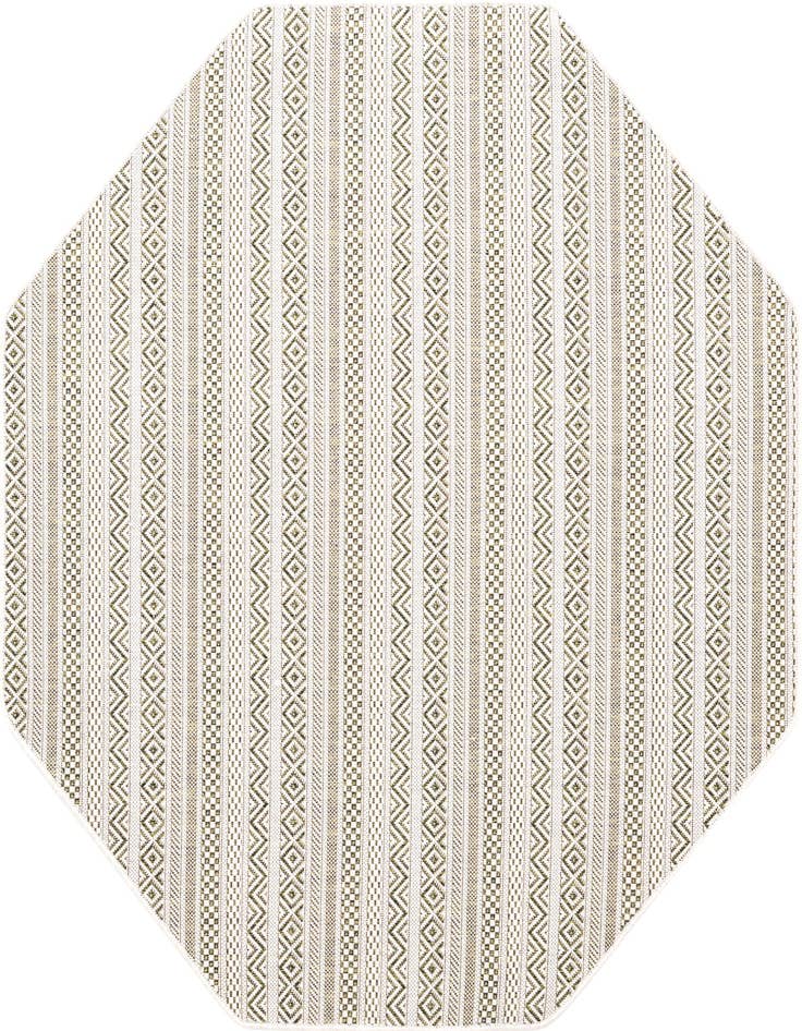 Detail image of 5' 3 x 5' 3 Easy-Clean Striped Indoor / Outdoor Octagon Rug
