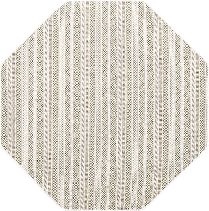 5' 3 x 5' 3 Easy-Clean Striped Indoor / Outdoor Octagon Rug