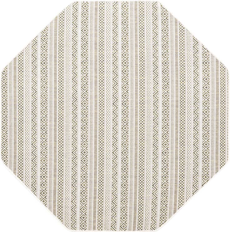 Detail image of 5' 3 x 5' 3 Easy-Clean Striped Indoor / Outdoor Octagon Rug