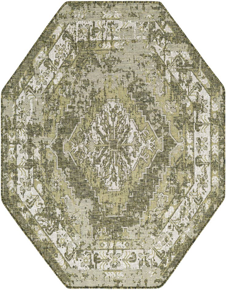 Detail image of 5' 3 x 5' 3 Easy-Clean Traditional Indoor / Outdoor Octagon Rug