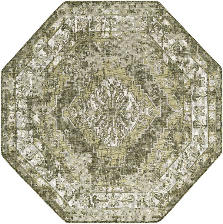 Detail image of 5' 3 x 5' 3 Easy-Clean Traditional Indoor / Outdoor Octagon Rug
