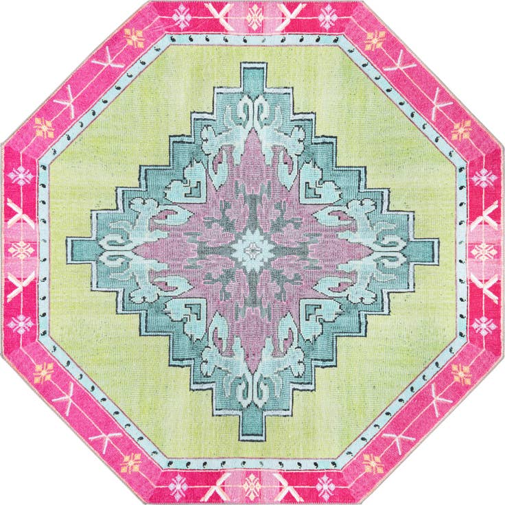 Detail image of 7' 6 x 7' 6 Washable Timeless Octagon Rug