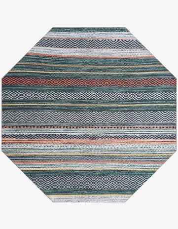 Green Washable Yara Octagon Rug