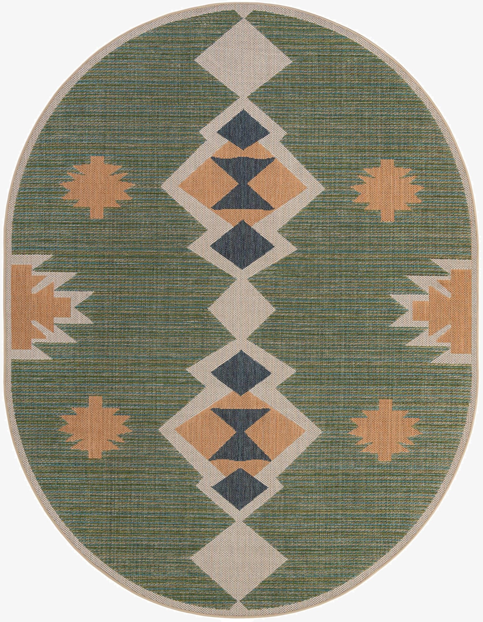 7' 10 x 10'  Washable Baja Indoor / Outdoor Oval Rug