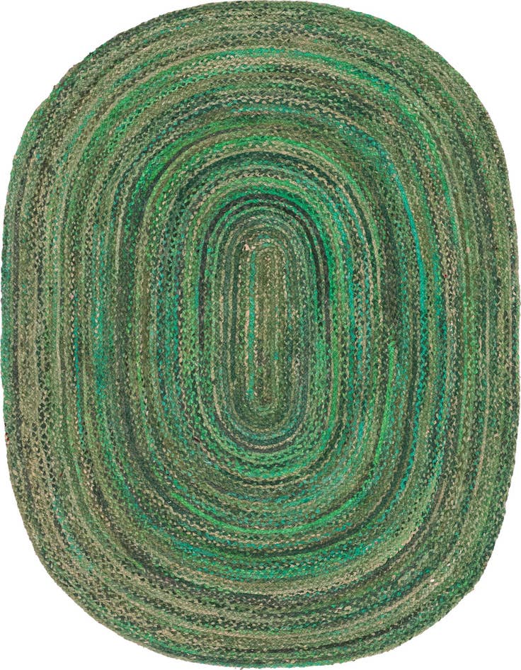 Detail image of 8' x 10'  Hand Braided Chindi Oval Rug