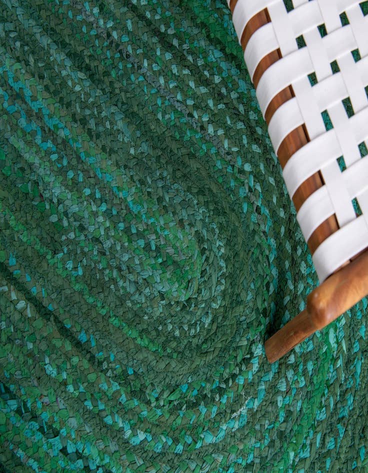 Detail image of 3' 3 x 5' 1  Hand Braided Chindi Oval Rug