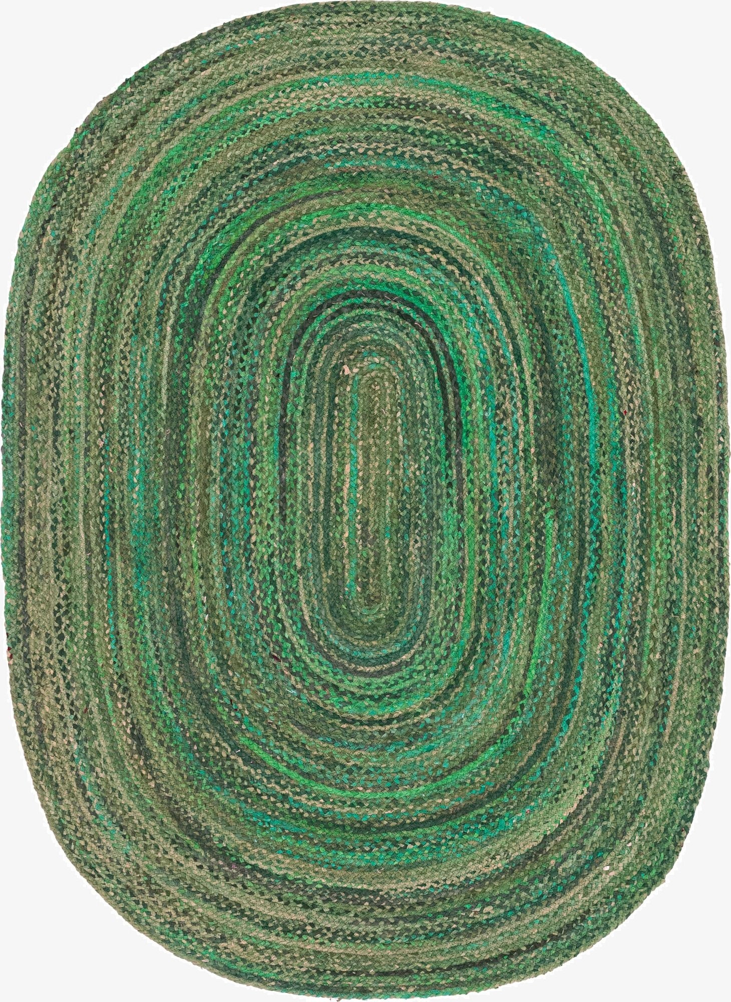 8' x 10'  Hand Braided Chindi Oval Rug
