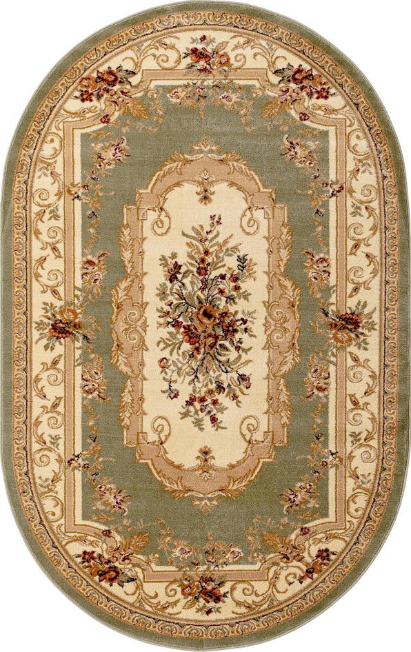 Detailansicht von 160cm x 245cm Klassischer Aubusson Oval Teppich