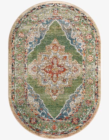 Green Isabella Oval Rug