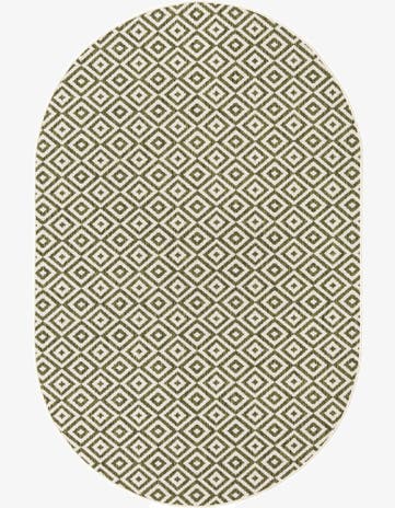 Green Easy-Clean Jill Zarin Costa Rica Indoor / Outdoor Oval Rug