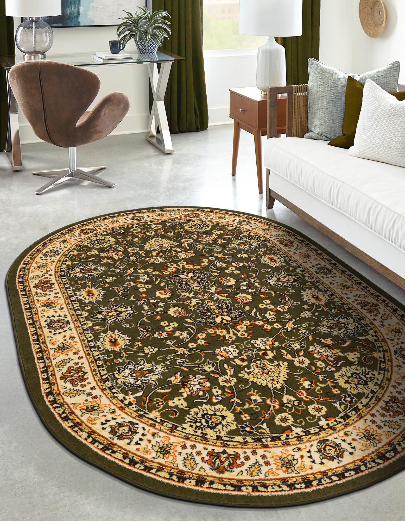 6' x 9' Kashan Design Oval Rug