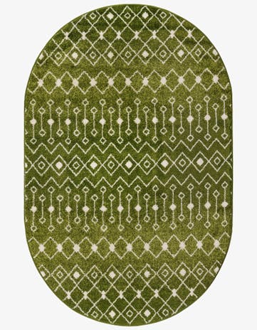 Green Moroccan Trellis Oval Rug