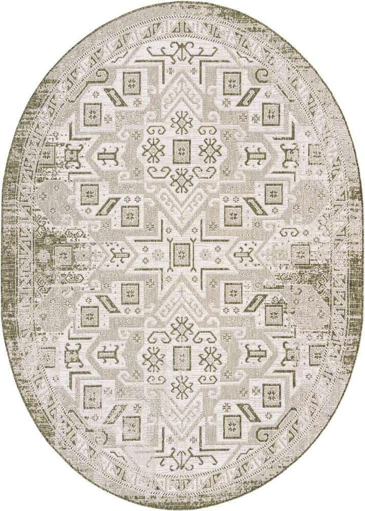 7' 10 x 10' Easy-Clean Aztec Indoor / Outdoor Oval Rug