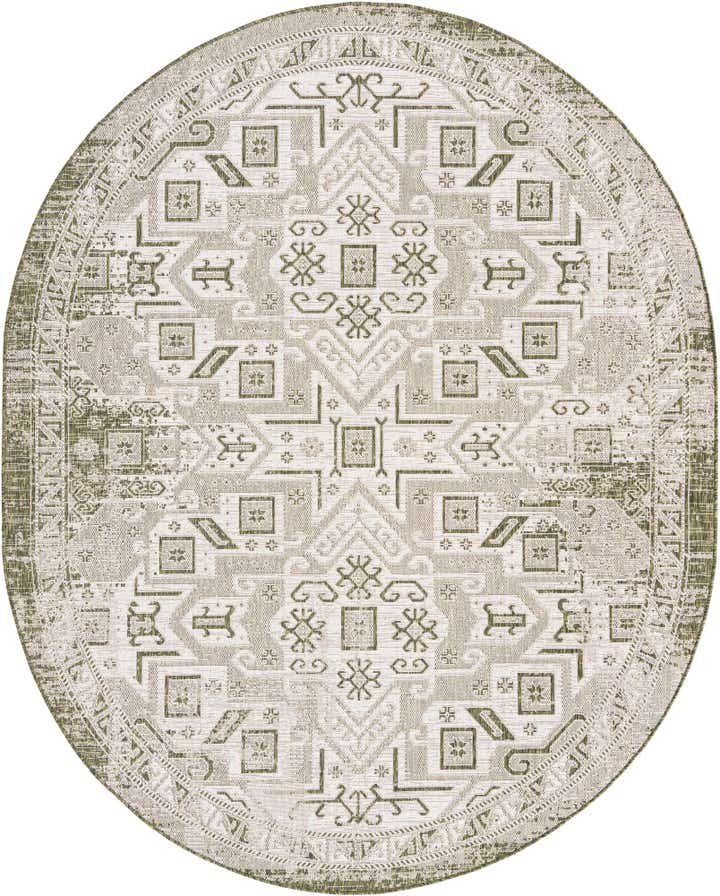 7' 10 x 10' Easy-Clean Aztec Indoor / Outdoor Oval Rug