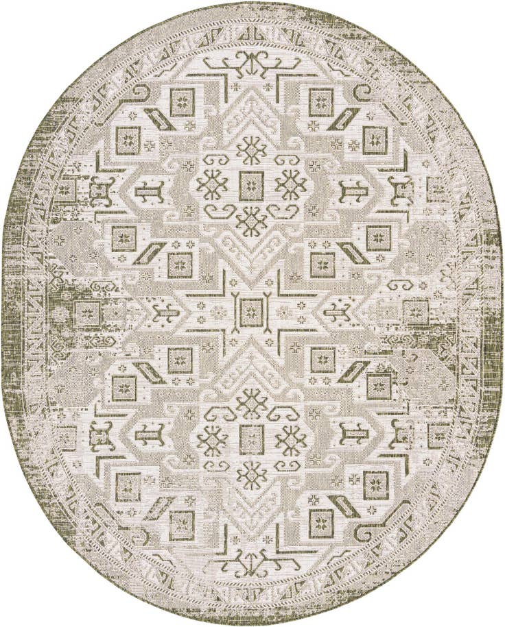 Detail image of 7' 10 x 10' Easy-Clean Aztec Indoor / Outdoor Oval Rug