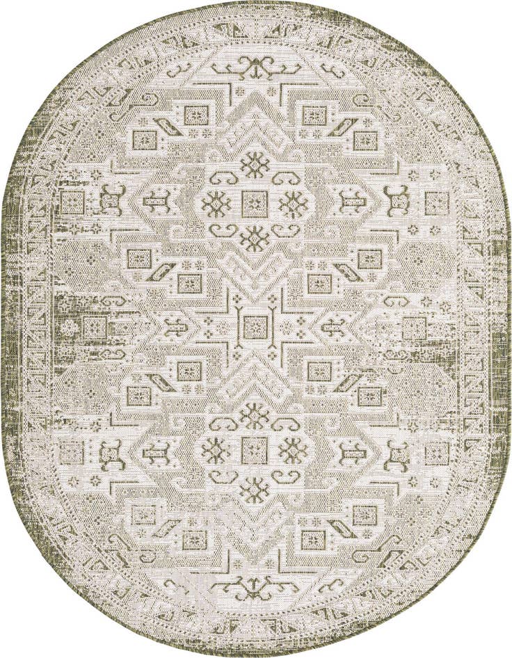 Detail image of 5' 3 x 8' Easy-Clean Aztec Indoor / Outdoor Oval Rug