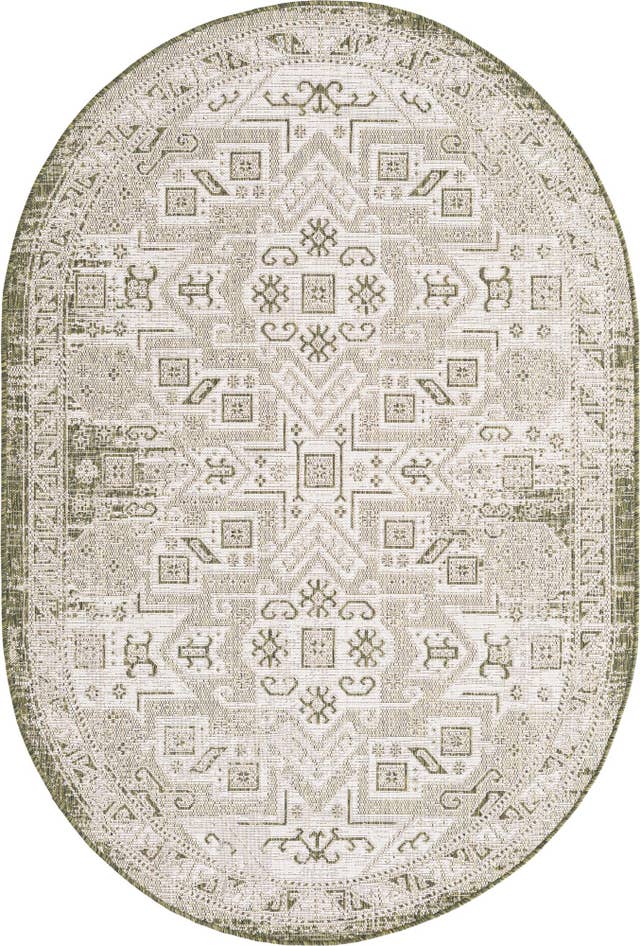 Detail image of 5' 3 x 8' Easy-Clean Aztec Indoor / Outdoor Oval Rug