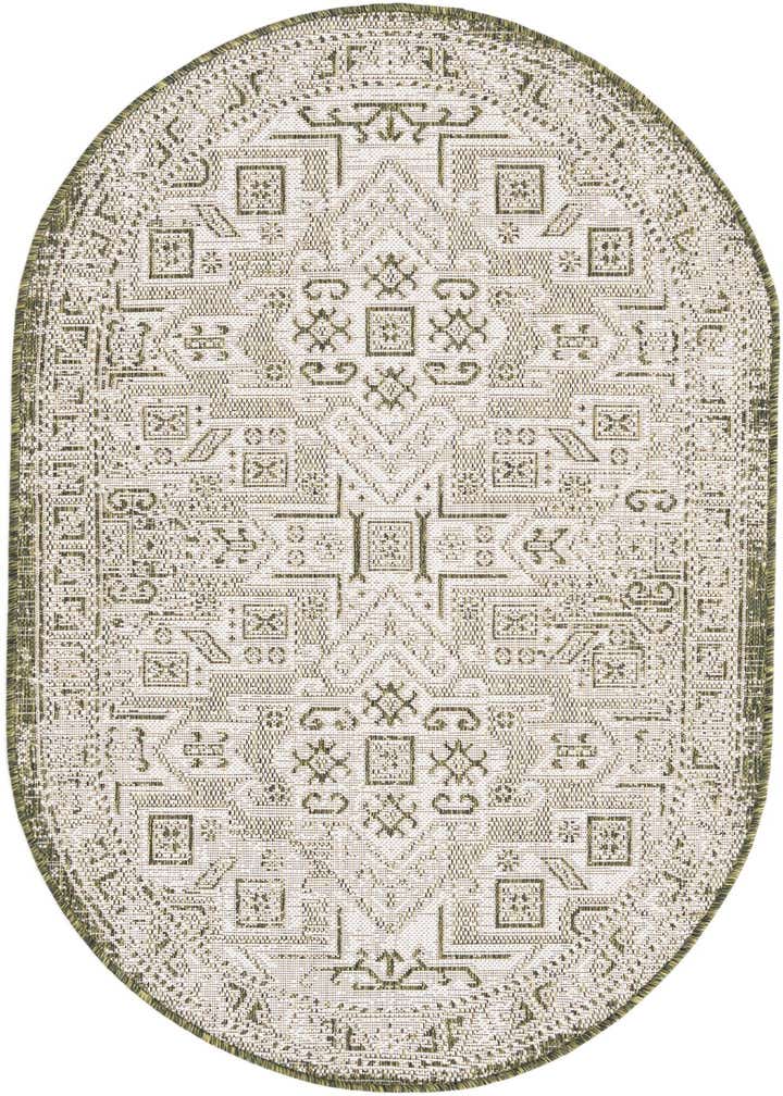 3' x 5' 3 Easy-Clean Aztec Indoor / Outdoor Oval Rug