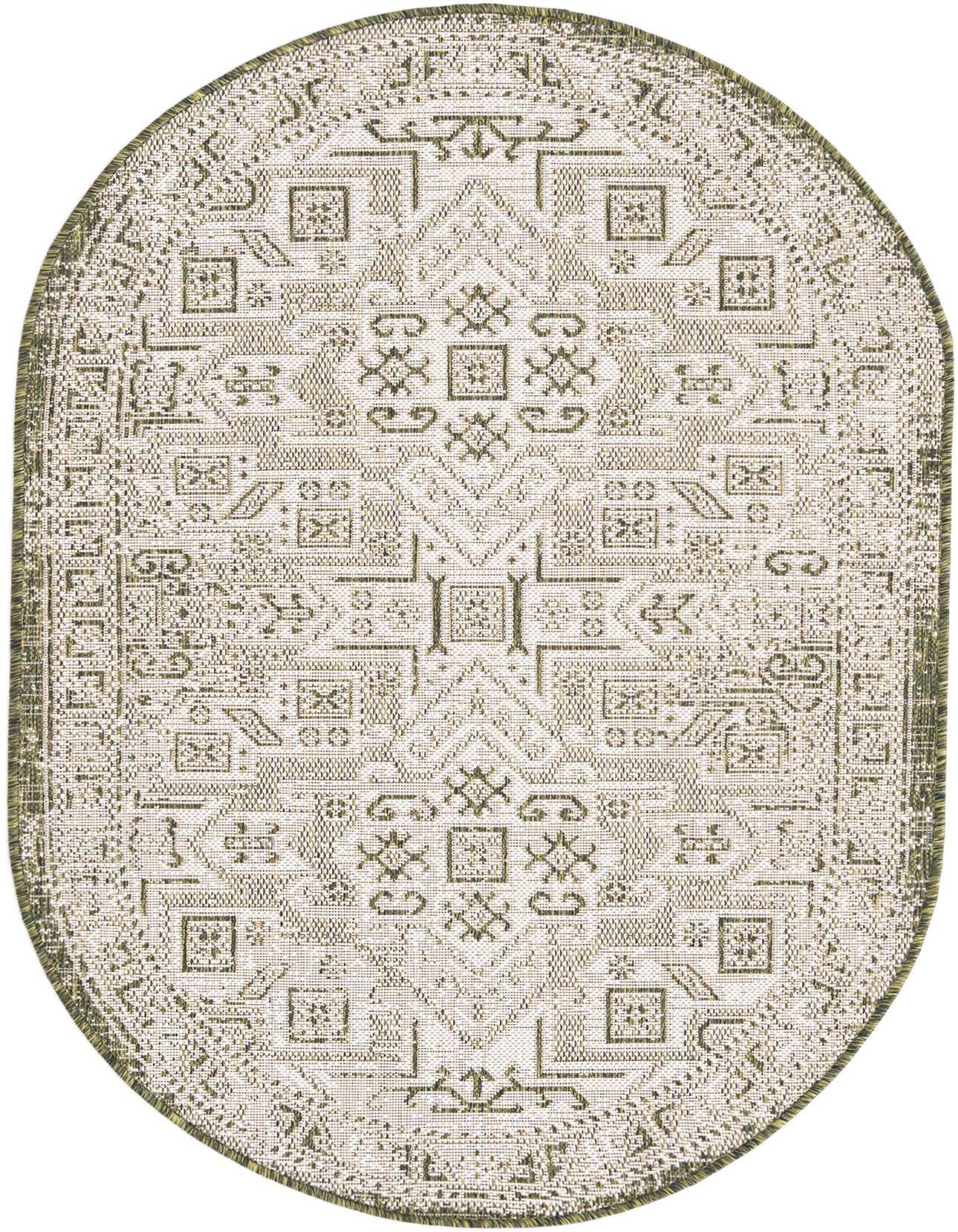 3' x 5' 3 Easy-Clean Aztec Indoor / Outdoor Oval Rug