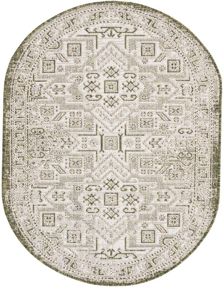 Detail image of 3' x 5' 3 Easy-Clean Aztec Indoor / Outdoor Oval Rug