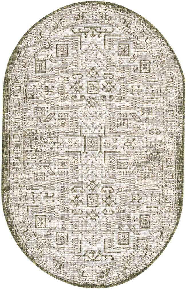 3' x 5' 3 Easy-Clean Aztec Indoor / Outdoor Oval Rug