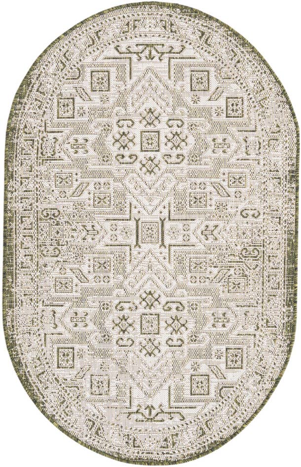 Detail image of 3' x 5' 3 Easy-Clean Aztec Indoor / Outdoor Oval Rug