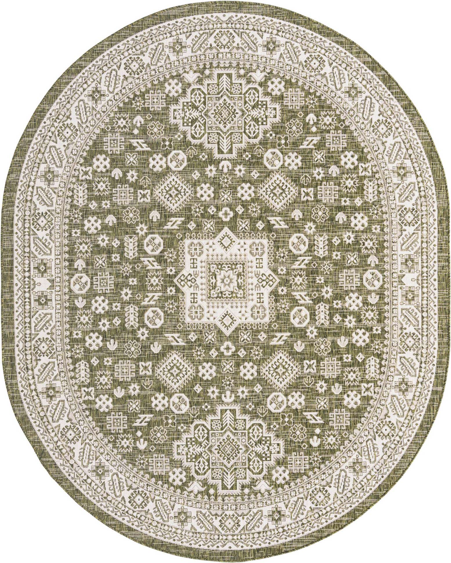 7' 10 x 10' Easy-Clean Aztec Indoor / Outdoor Oval Rug