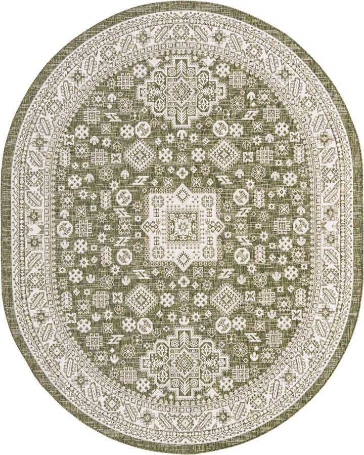 7' 10 x 10' Easy-Clean Aztec Indoor / Outdoor Oval Rug