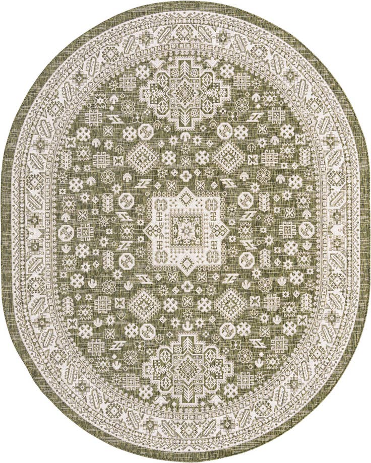 Detail image of 7' 10 x 10' Easy-Clean Aztec Indoor / Outdoor Oval Rug